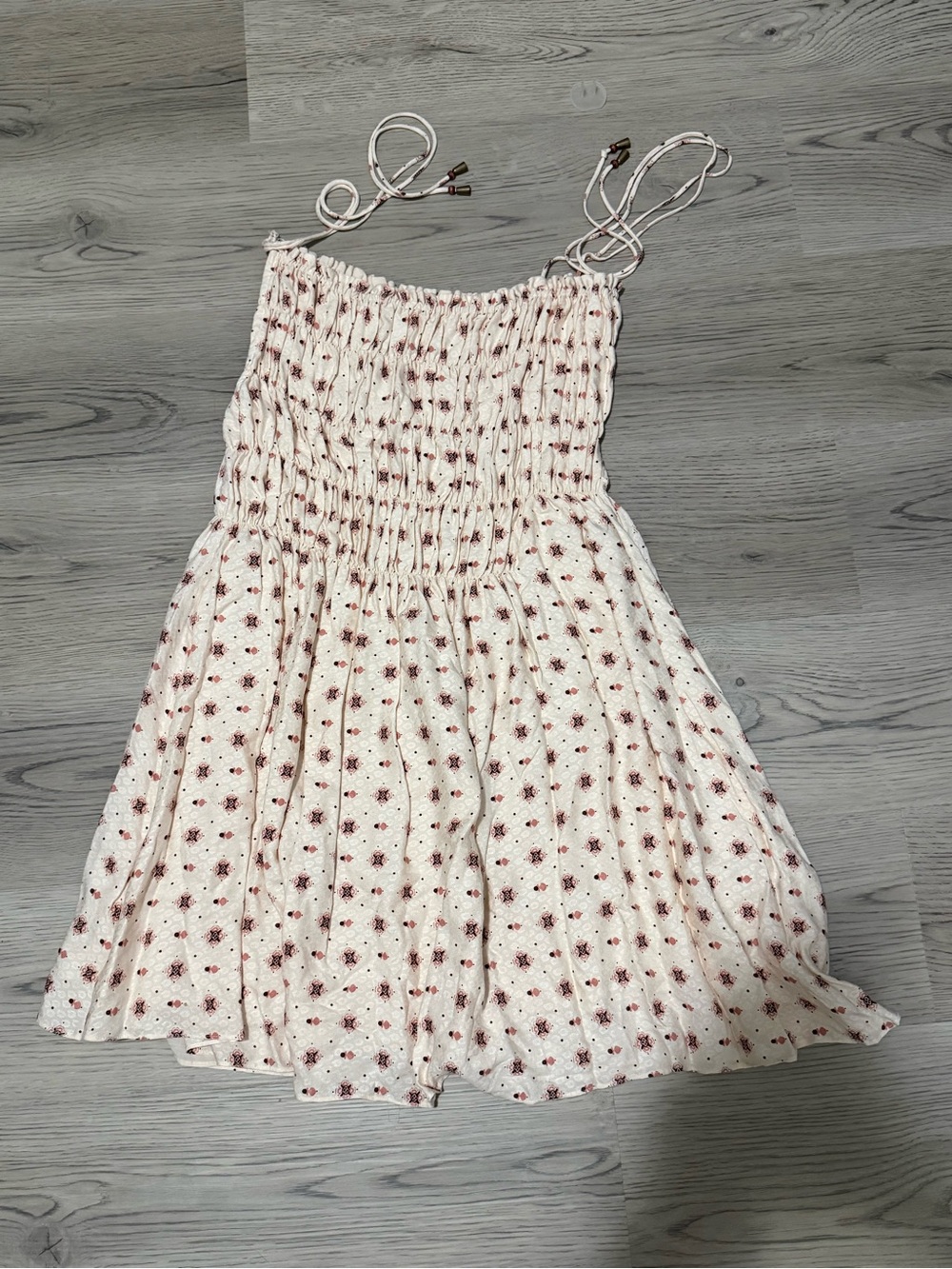 Free People Clementina Mini Dress Size M Smocked Floral Tie Strap Boho NWOT